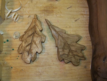 Oak leaves in basswood